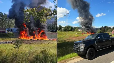 Michigan'da düşen F-16 savaş uçağı enkazı