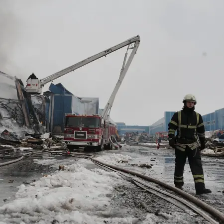 Ukrayna'da bir fabrikanın hasar görmüş hali