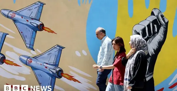 ABD ve İran arasındaki gerilimi simgeleyen soyut dijital sanat eseri