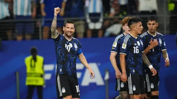 Arjantinli futbolcu Lionel Messi'nin gol sevinci