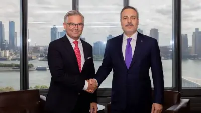 Dışişleri Bakanı Hakan Fidan ve AB Komisyonu Üyesi Magnus Brunner'ın New York'taki görüşmesinden bir kare.