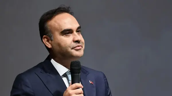 Sanayi ve Teknoloji Bakanı Mehmet Fatih Kacır'ın Birleşmiş Milletler forumunda konuşurken çekilmiş fotoğrafı