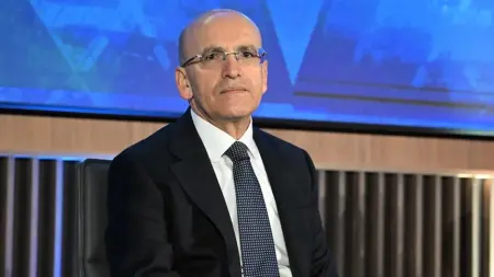 Hazine ve Maliye Bakanı Mehmet Şimşek konuşma yaparken