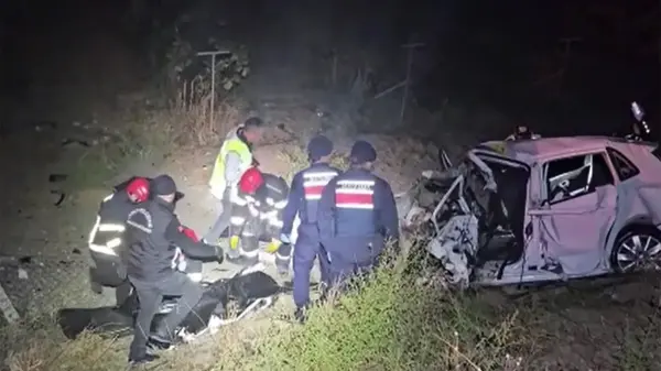 Çorum'da meydana gelen trafik kazası sonrası olay yeri