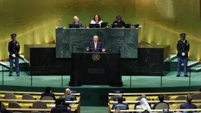 Cumhurbaşkanı Erdoğan Birleşmiş Milletler Genel Kurulu'nda konuşma yaparken.
