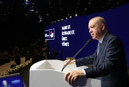 Cumhurbaşkanı Recep Tayyip Erdoğan, Türkiye Yapay Zeka Zirvesi'nde konuşma yaparken.