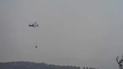 Edremit'te Yıldırım Düşmesi Sonucu Çıkan Orman Yangınına Havadan ve Karadan Müdahale Sürüyor