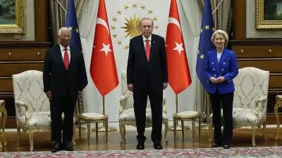 Erdoğan, AB Komisyonu Başkanı von der Leyen ve AB Konseyi Başkanı Costa'yı Cumhurbaşkanlığı Külliyesi'nde Ağırladı