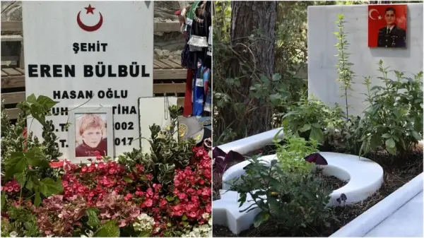 Şehit Eren Bülbül ve Ferhat Gedik anıtı önünde saygı duruşu