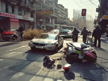 Esenyurt'ta otomobilin çarptığı scooter ve olay yeri incelemesi