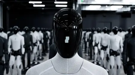Figure AI'ın BotQ üretim tesisinde montaj hattında çalışan Figure 03 insansı robotlar