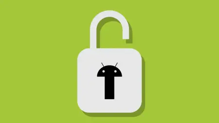 Google Android logosu ve güvenlik kalkanı simgesi