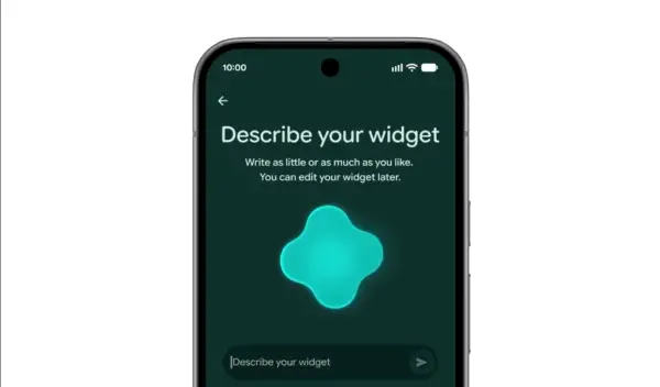 Google'ın Android için geliştirdiği 'Create My Widget' özelliğini tanıtan bir görsel