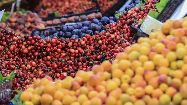 Market reyonunda taze meyve ve sebzeler