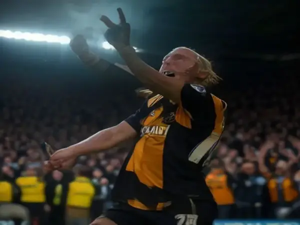 Hull City futbolcuları Coventry maçında gol sevinci yaşıyor