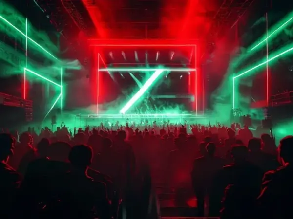 İtalya'da Kanye West ve Travis Scott konserlerinin iptalini temsil eden soyut görsel
