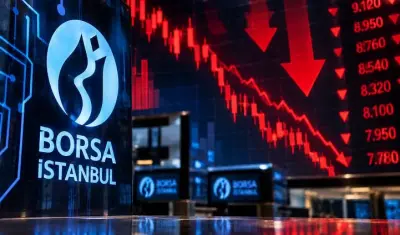 Merkez Bankası faiz kararının ardından Borsa İstanbul'daki düşüşü gösteren görsel