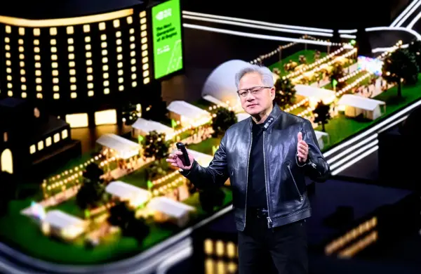 Nvidia CEO'su Jensen Huang, Goldman Sachs konferansında konuşma yaparken