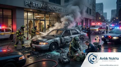 Portland'da Şok Eden Kaza: Sağlık Kulübüne Dalıp Yanan Araçtan Patlayıcı Çıktı!