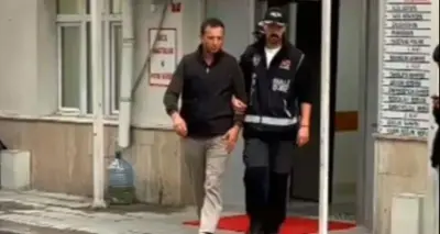 Süper Lig hakemi Yasin Kol'un emniyette ifade verirken çekilmiş bir fotoğrafı