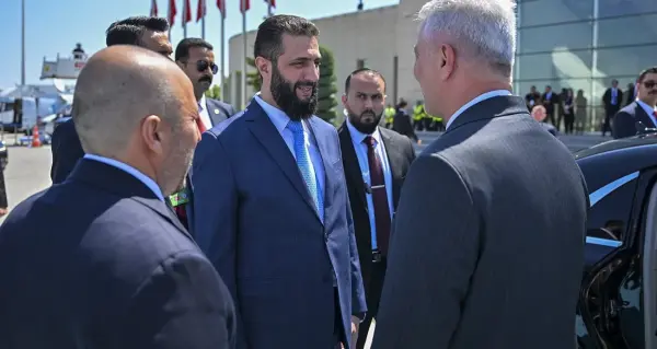 Suriye Cumhurbaşkanı Ahmed eş-Şara'nın Ankara Esenboğa Havalimanı'nda karşılanması