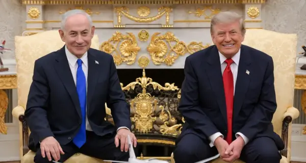 ABD Başkanı Donald Trump ve İsrail Başbakanı Binyamin Netanyahu Beyaz Saray'da görüşürken