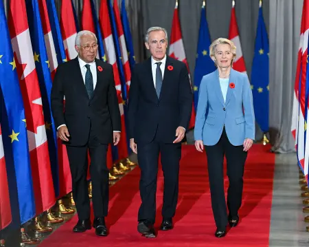 Kanada Başbakanı Mark Carney, AB Komisyonu Başkanı Ursula von der Leyen ve AB Konseyi Başkanı Antonio Costa Montreal Zirvesi'nde